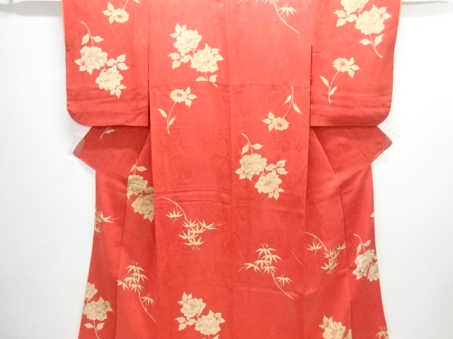 JAPANESE KIMONO / ANTIQUE KIMONO / SILK / MON KINSHA / PEONY